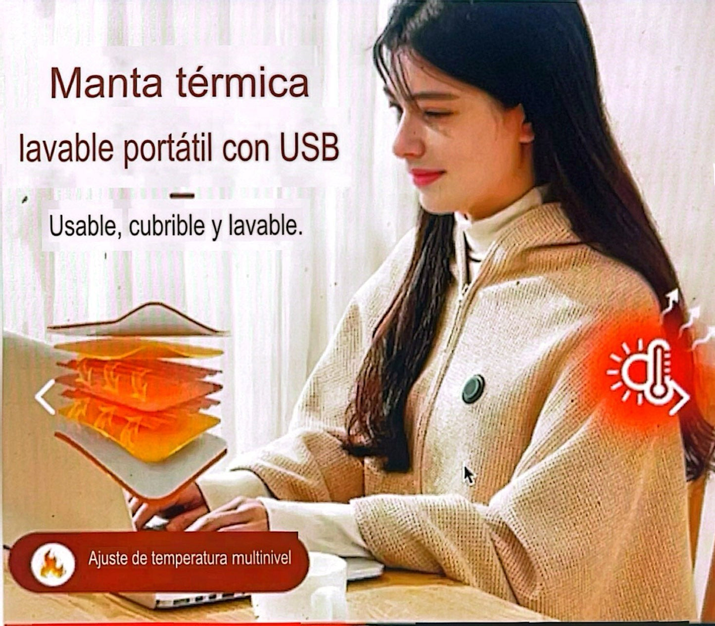 CAPA poncho MANTA TERMICA CARGABLE con USB!!!